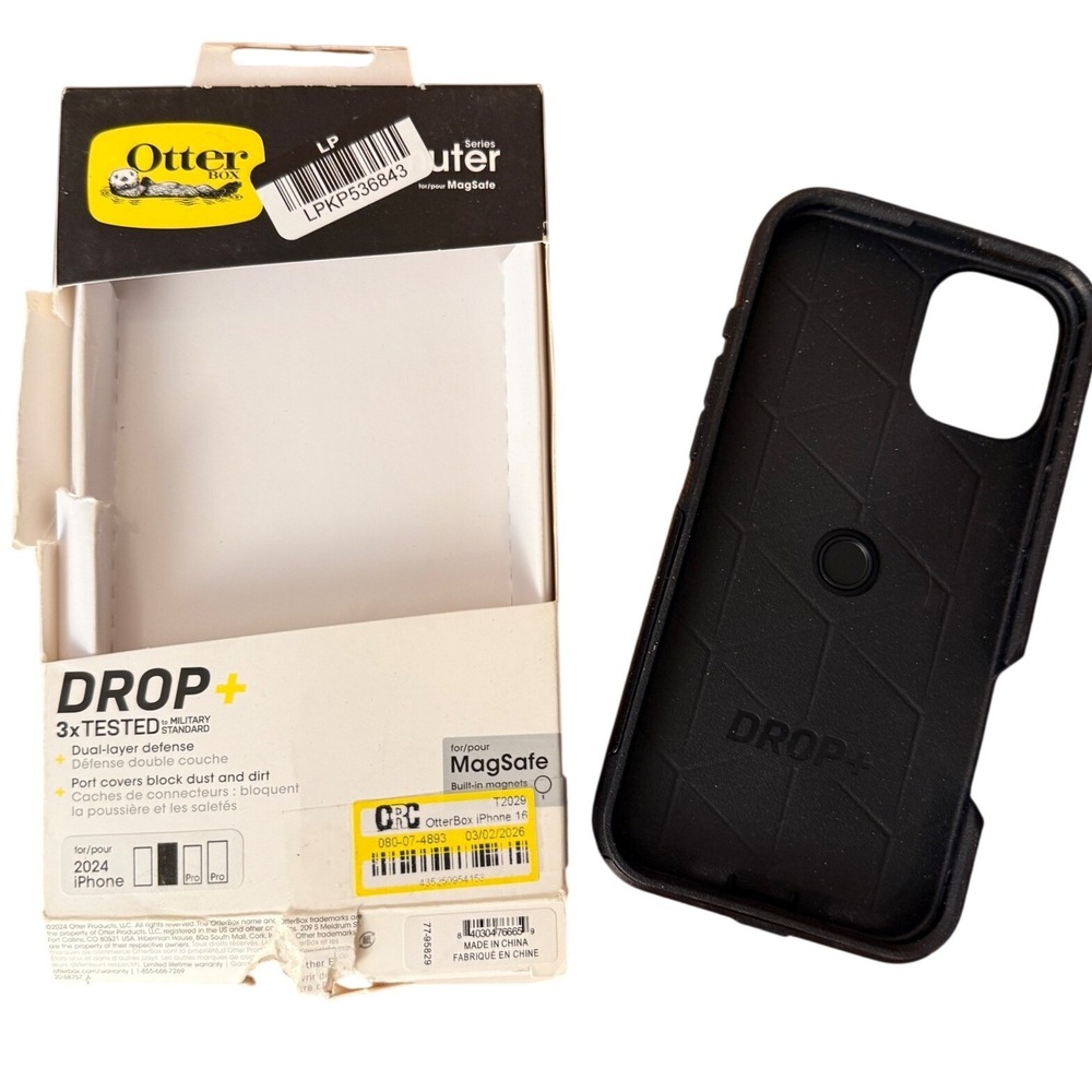 OtterBox iPhone 16 Commuter Series Case Black MagSafe 3X Drop Protection